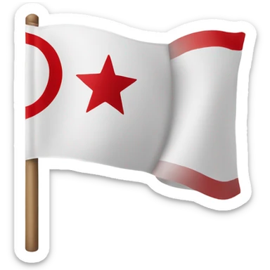 White flag with red  crescent and star in the centre with one red stripe above and below sticker