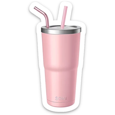 Pastel pink, 40 oz tumbler with handle, and straw sticker