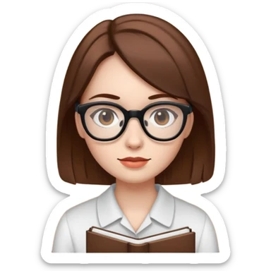 A girl with white skin , brown hair, black eyes who is a English teacher sticker