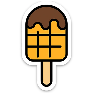 waffle on a stick with chocolate, fun and appetizing, icon style sticker