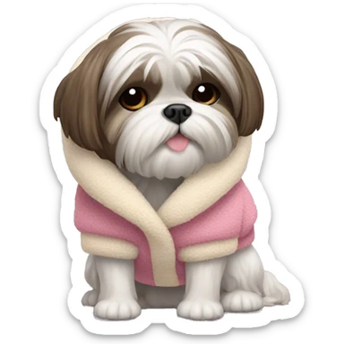 Shihtzu dog wearing a cozy outfit sticker
