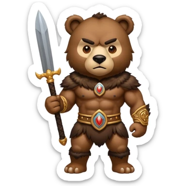 oso guerrero, warrior bear emoji style, fierce and strong sticker