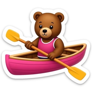 Make the image show only the pink rowing boat with the bear rowing, removing the background. Originally in apple style emojis. sticker