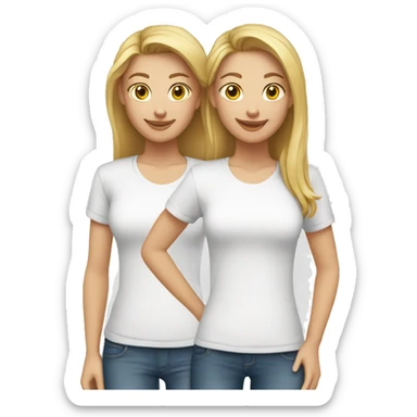 two caucasian girls wearing white t-shirts sticker