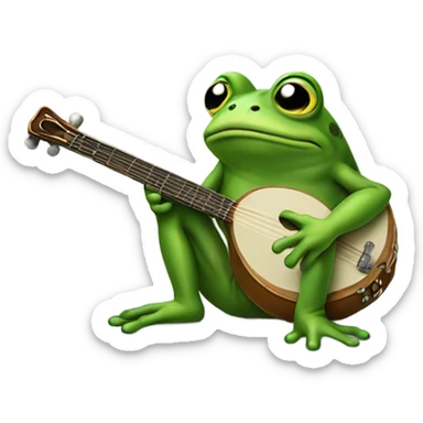 very sad frog that is crying with a banjo and he’s crying very sad sticker