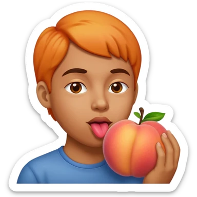 Me licking a peach sticker
