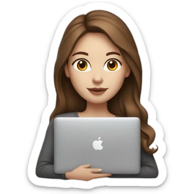 Girl with brown hair and white skin hold macbook sticker