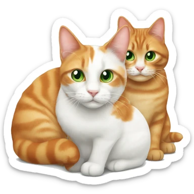 a big and a small , ginger and white cat with green eyes sticker