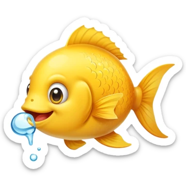 A cute cartoon fish with a funny peeing expression sticker
