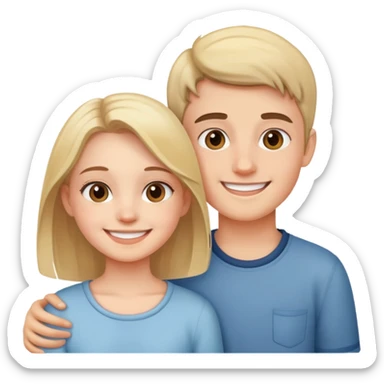 smiling girl with boy indoors sticker