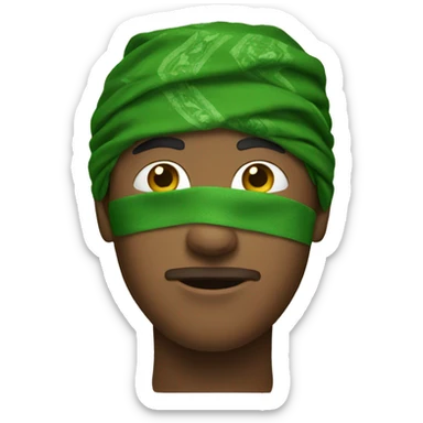 a person with a green bandana on his face sticker