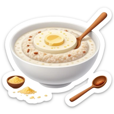 rice porridge with sugar, butter and cinnamon powder sticker