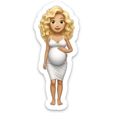 adorable pregnant blond full body women with beach-wave-hair sticker