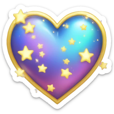 Iridescent heart with twinkle stars sticker