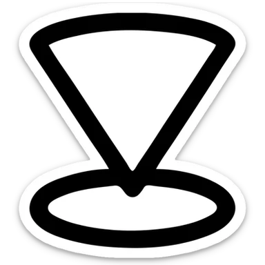 Minimalist vector logo of a light cone: two clean straight lines meet at a sharp apex, open ellipse base, no interior fill, 2-pt stroke weight, centered on a white square canvas, single deep-indigo color, flat icon style, ultra-crisp edges, no text, no shadow sticker