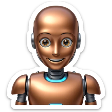 smiling humanoid robot sticker