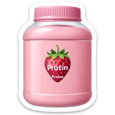 strawberry protein powder jar labeled strawberry picture icon sticker