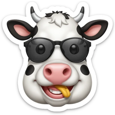 make a cow emoji wear sunglasses sticker