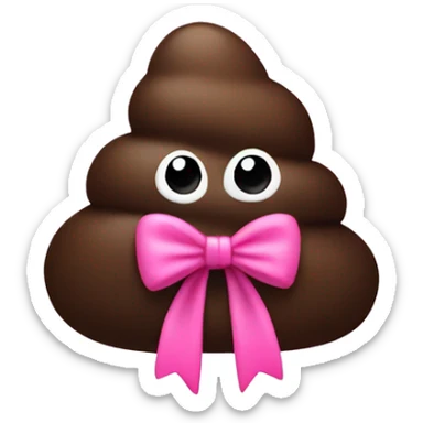 Dark brown poo with pink bow sticker
