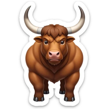 A top-down view of a strong, muscular bull standing in a natural environment. sticker