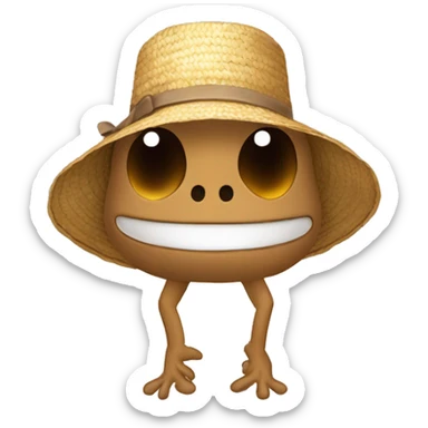 2D Cartoonish brown coqui wiith a straw hat sticker