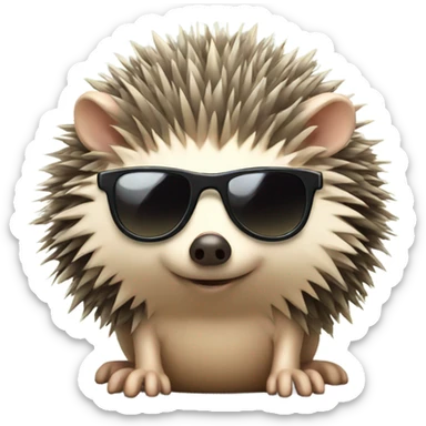  A hedgehog with cute sunglasses and a bow  sticker