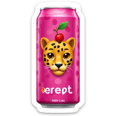Cherry cheetah Energy Drink can sticker