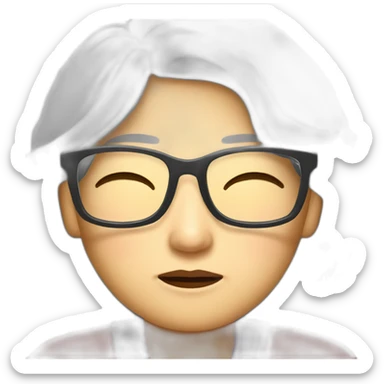Chinese senior lady wear glasses looks sleepy sticker