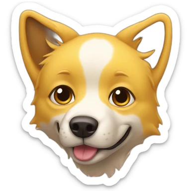 Yellow foxdog with brown eyes and bent ears sticker