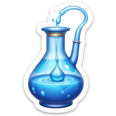 Blue potion bottle open with the liquid falling out (Upside-down with no cork) sticker