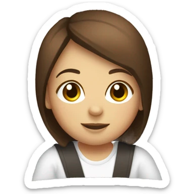 Cute girl with short brown hair sitting inside a white Subaru XV  sticker