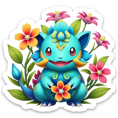 Colorful Floral Fakémon-Pokémon-creature sticker