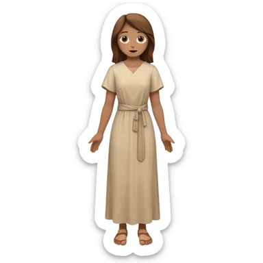 fullbody, head-to-toe, Lazarus's sister, Jesus's friend, with brown hair and beige dress, normal emoji style, different pose sticker