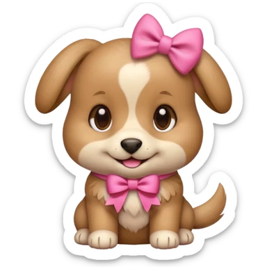 This puppy 🐶 with a pink bow, please in apple ios emoji stylem, just a head without body sticker
