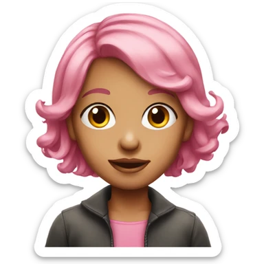 pink haired girl portrait sticker