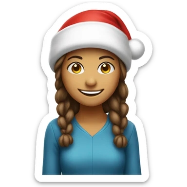 smiling girl in santa hat sticker