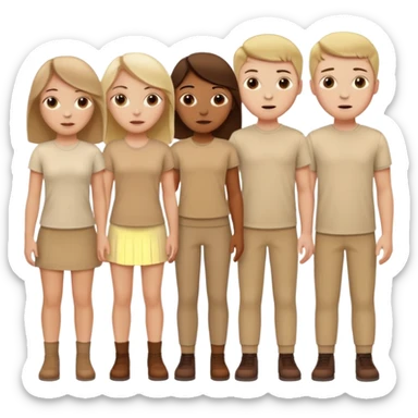 4 white girls and 2 white boys in beige clothes sticker