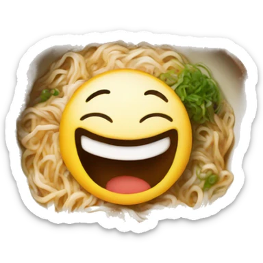 a ramen bowl laughing sticker