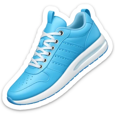 A 3D cartoon Sky Blue sneaker with soft texture, lace-up detail, and smooth reflections, isolated on plain background, Memoji-style. sticker