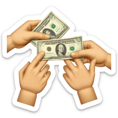 money being passed from one hand to another hand sticker