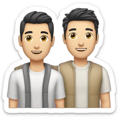 Gay couple one White man one Asian man sticker