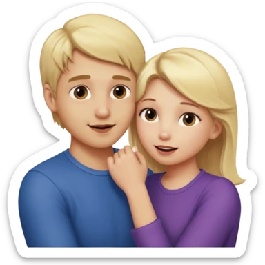 Emoji blonde girl lovingly , biting a man’s arm sticker