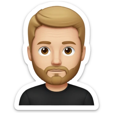 8-BitRyan with dark blonde hair and thin buzz beard, black shirt sticker