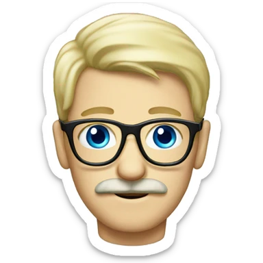 Blond moustache, eyeglasses and blue eyes sticker