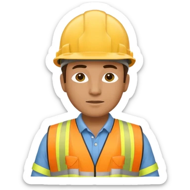 Construction worker in yellow hard hat and vest sticker