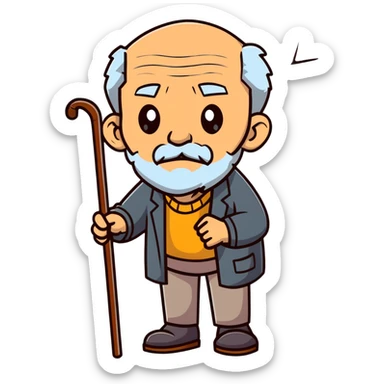 elderly man with cane sticker
