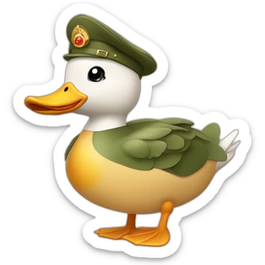 Un canard militaire kawaii avec un corne de licorne sticker