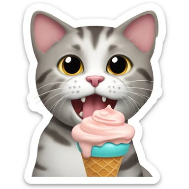 Cat eating ice cream sticker