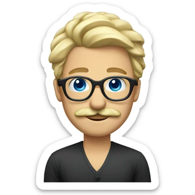 Blond, moustache, glasses and blue eyes sticker
