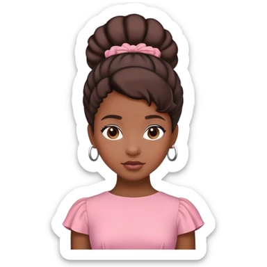 Black girl with an updo princess wearing all pink  sticker